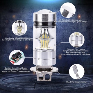 1 / 2 Đèn Pha Chống Sương Mù H3 12 / 24V 100W 1000LM Ánh Sáng Trắng 6000K Cho Ô Tô