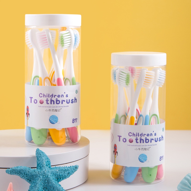 Hộp 8 Bàn Chải Đánh Răng TOOTH BRUSH Cho Bé 2, 3, 4, 5, 6, 10 Tổi Lông Tơ Mềm Chống Đau Răng Tay Cầm Cao Su Chắc Chắn