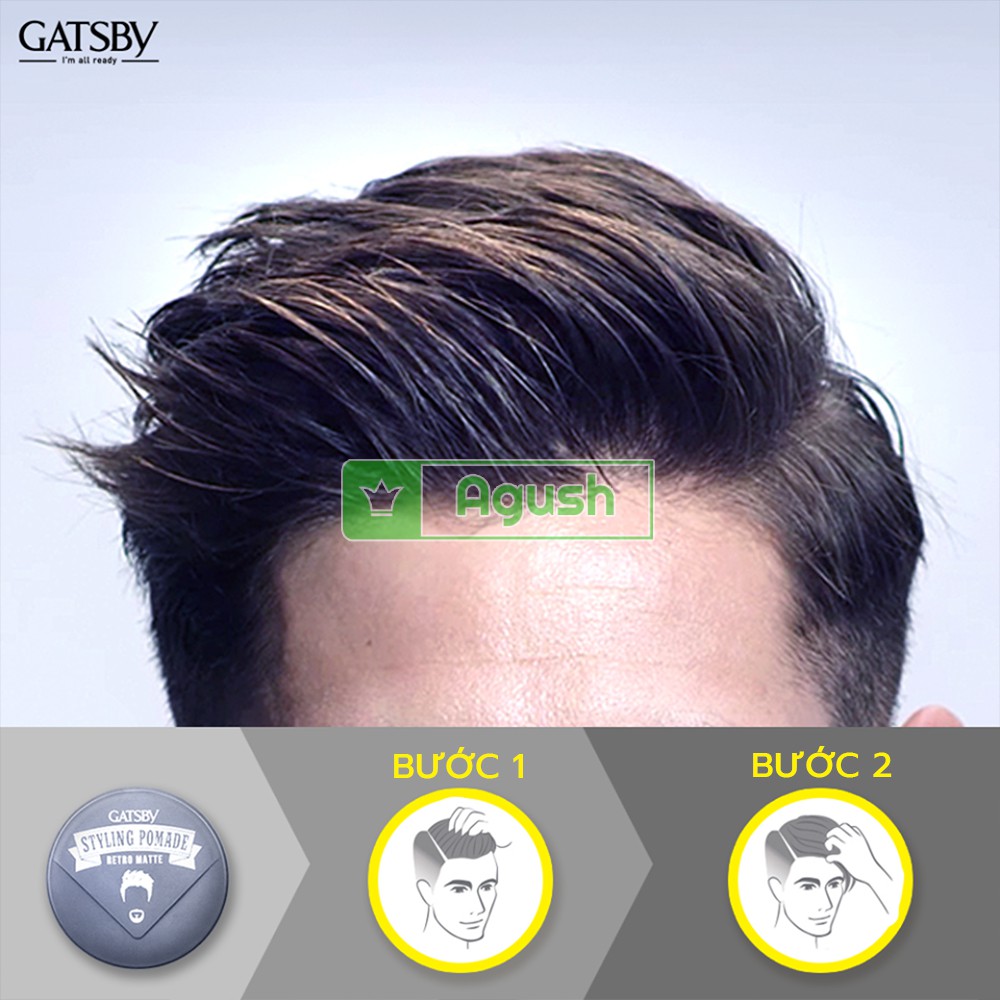 Pomade gốc nước vuốt tóc khô chính hãng Gatsby Styling Pomade Wax Water Based Retro Matte 75g tạo kiểu không bóng giá rẻ