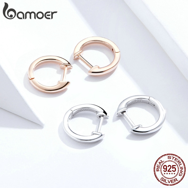 Bamoer Bông Tai bạc 925 Dạng Vòng 2 Màu Sắc sce808