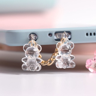 Nút Bịt Cổng Sạc Chống Bụi Bằng Acrylic Hình Gấu Dễ Thương Cho Điện Thoại