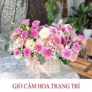 Giỏ Mây Đan Cắm Hoa size 22cm Trang Trí Nhà Cửa, Decor Chụp Ảnh