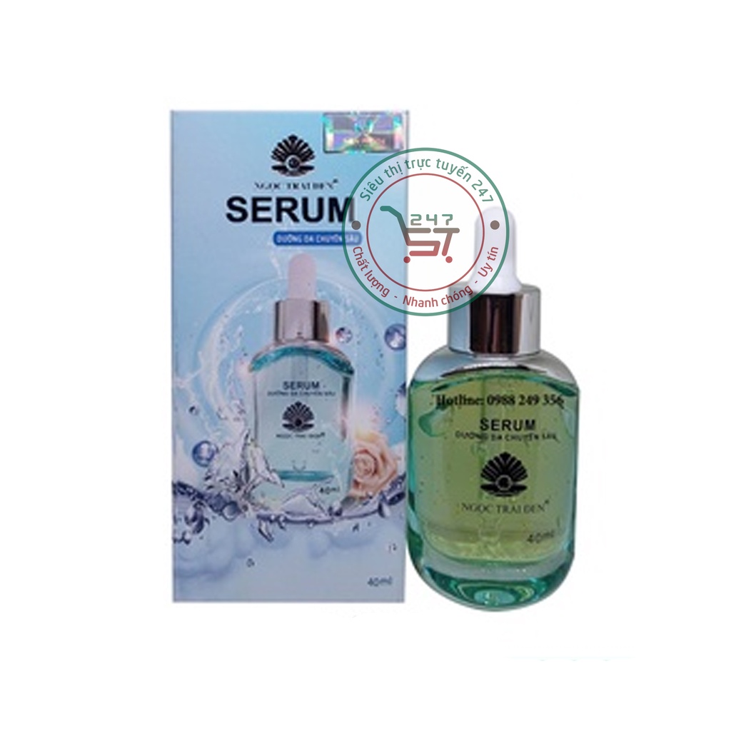 Serum dưỡng Trắng da mặt ngừa Nám Chống lão hóa Ngừa nhăn Ngọc Trai Đen 40ml (xanh dương)