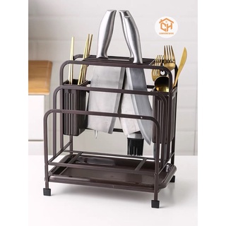 Kệ Cắm Dao Thớt Inox Kèm Ống Đũa, Kệ Để Đồ Nhà Bếp Inox Sơn Tĩnh Điện Không Gỉ Cam Homeware