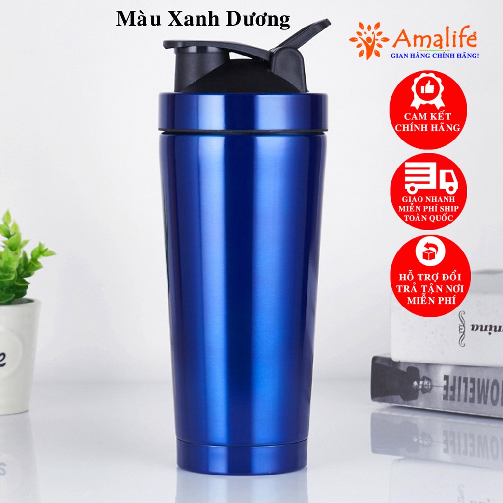 Mô tả Bình Lắc Giữ Nhiệt Đựng Nước Shaker Inox 800ml, Bình Tập Gym Thể Thao Hãng Amalife Kèm Bóng Lò Xo Lắc - 2