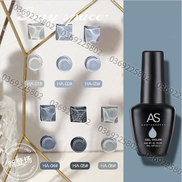 1 set 6 chai sơn gel AS màu xám mã Grey Space ( Mã HA )