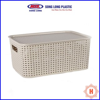 Song Long Plastic Giỏ nhựa đựng đồ có nắp đa năng tiện dụng, nhiều size { H }