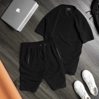 Bộ đồ thể thao nam vải xốp Thái set áo thun quần đùi mặc nhà, set đồ nam đi chơi vải mềm lanh mát TOP Menswear 006