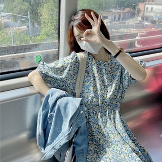 Đầm Voan Hoa Dáng Dài Chiết Eo Thời Trang Mùa Hè Xinh Xắn Cho Nữ