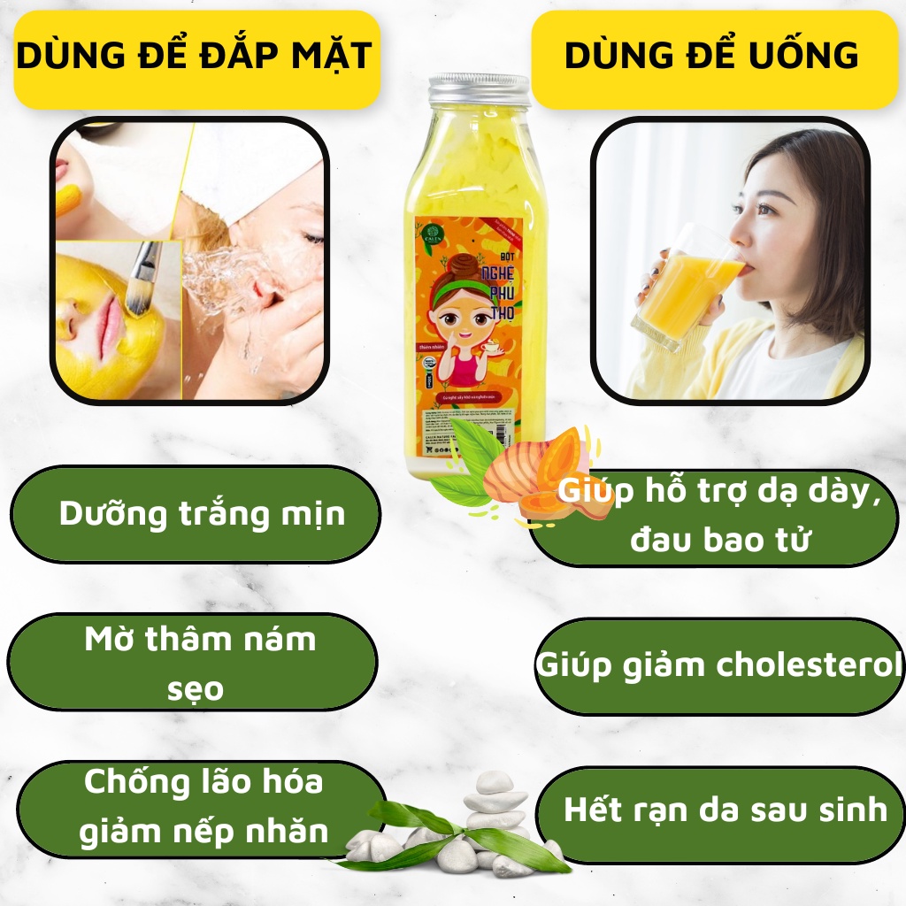 Mặt nạ nghệ, bột nghệ đắp mặt dưỡng trắng da Calen Nature Farm