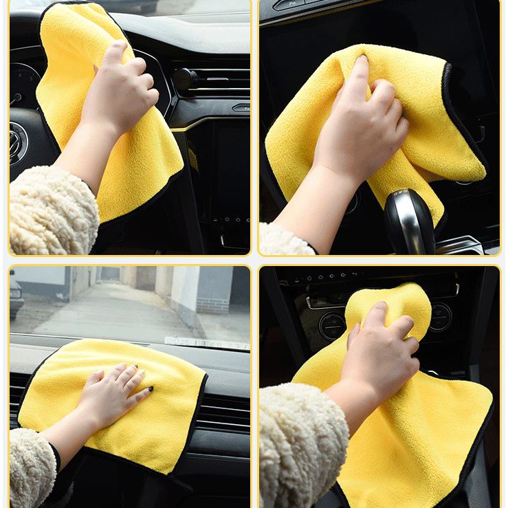 Ảnh Khăn Lau Xe Ô Tô Loại To Khổ 60x30CM Microfiber Chuyên Dùng Đa Năng Siêu Thấm, Dày - Size Cỡ Đại Chính Hãng Amalife 4