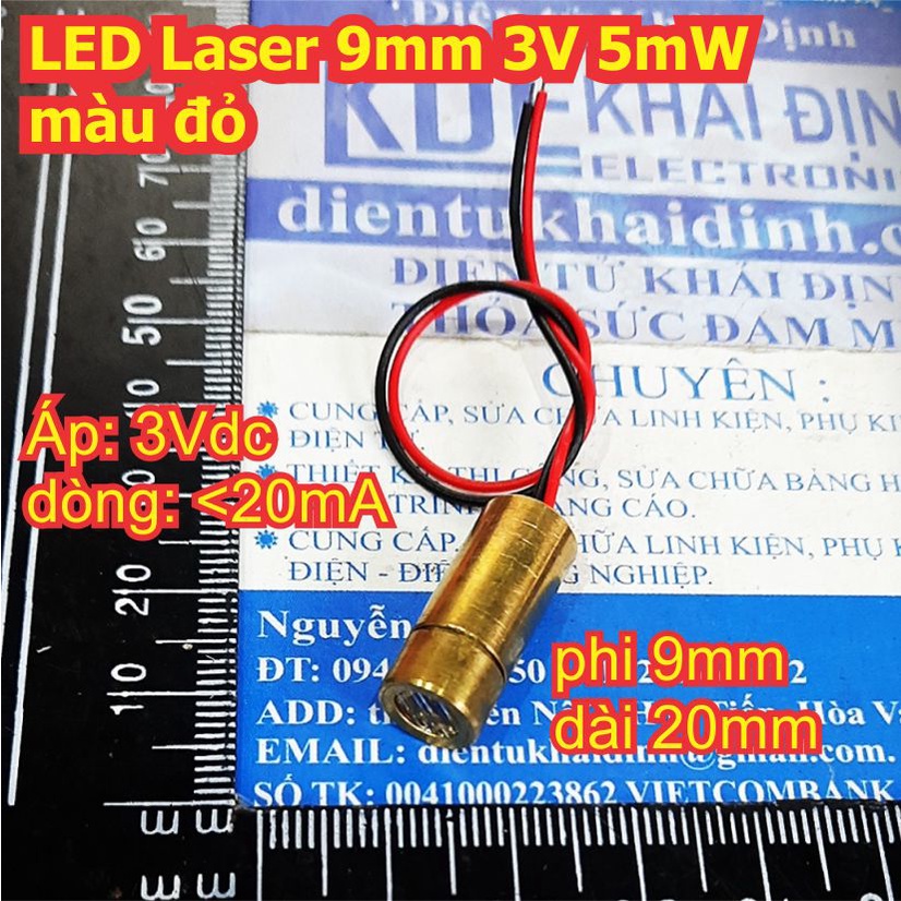 LED Laser 9mm 3Vdc 5mW màu đỏ chiếu đường thẳng / dấu cộng / dạng điểm ...