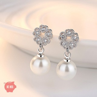 Bông tai hoa 5 trái tim đá nhân tạo BHBT104..