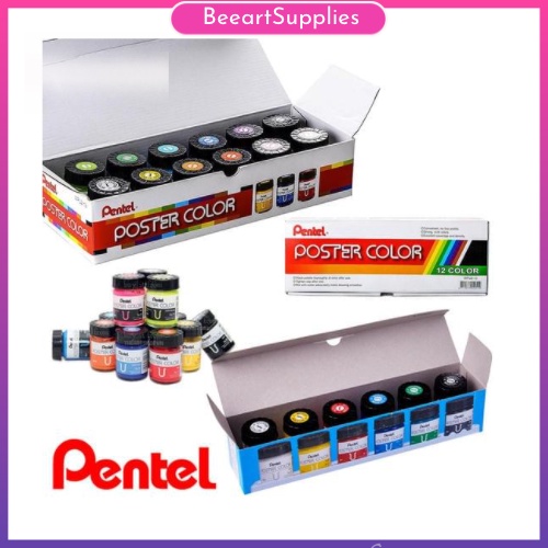 Màu Bột Pentel Poster Color set 12 màu cơ bản chất lượng hạng hoạ sĩ ...