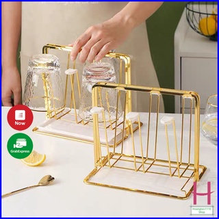 Khay úp cốc mạ vàng kèm khay hứng nước thiết kế hiện đại sang trọng,Giá úp cốc chén tiện lợi, dễ vệ sinh { H }