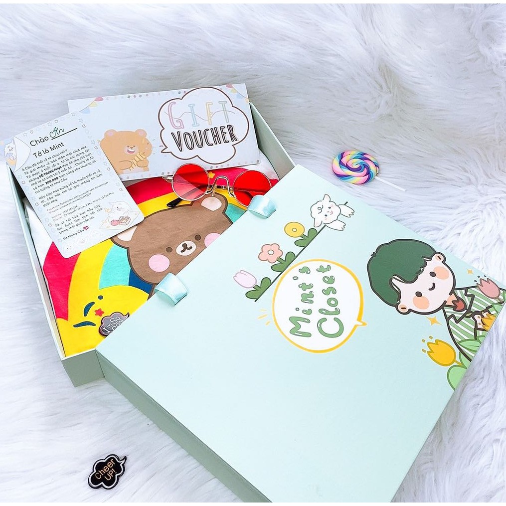Hộp Tặng Quà Thiệp sinh nhật đầy tháng thôi nôi dành cho đựng Quần Áo Cho Bé MINTSCLOSET (Gói Quà Khi Khách Yêu Cầu)