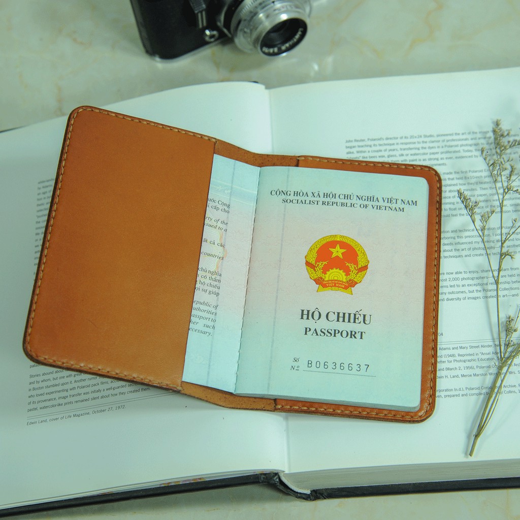 Mino Crafts - Ví da bọc hộ chiếu - Da bò nhập khẩu - Đồ da Handmade - Bìa sổ