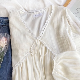 Áo Sơ Mi Chiffon Xếp Ly Dáng Rộng Tay Dài Phong Cách Hàn Quốc Baju Baju Wanita Lengan Panjang Hàng Mới Có Sẵn
