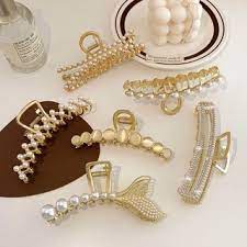 💖 SALE 50% 💖 Set 6 Kẹp Tóc Ngoạm Lớn 3 Màu Trắng Vàng Trong - Sản Phẩm Chính Hãng