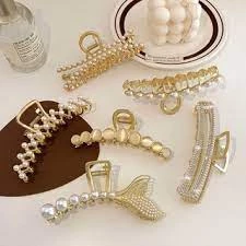 💖 SALE 50% 💖 Set 6 Kẹp Tóc Ngoạm Lớn 3 Màu Trắng Vàng Trong - Sản Phẩm Chính Hãng