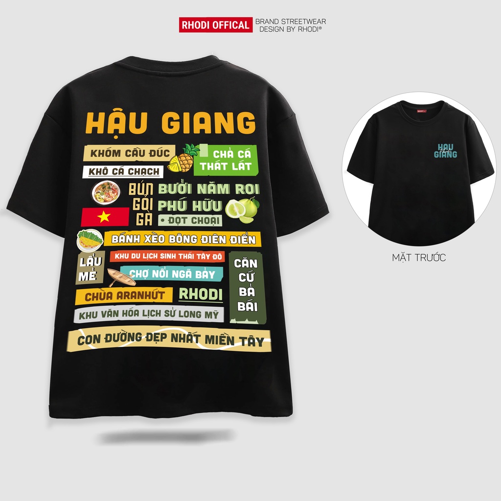 Áo thun local brand RHODI phông cổ tròn tay lỡ unisex nam nữ Hậu Giang