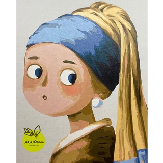 Tranh tô màu theo số hóa có khung 40x50cm tân nương bên đàn bướm đỏ T1001