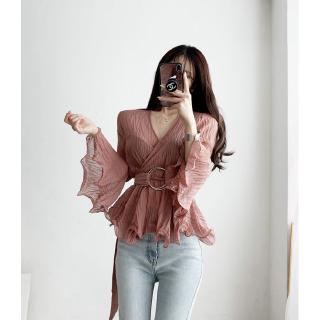 Áo Sơ Mi chiffon Tay Dài Dáng Ôm Phong Cách Hàn Quốc baju baju wanita Lenan panjang