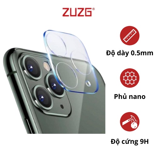 Kính cường lực iphone camera 11 12pro 13pro chính hãng ZUZG