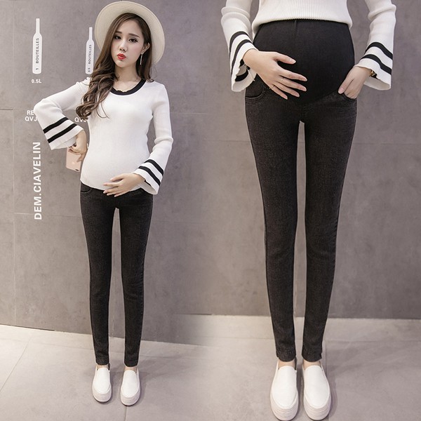 Quần Legging Jean Dài Chất Liệu Co Giãn Thoải Mái Cho Mẹ Bầu