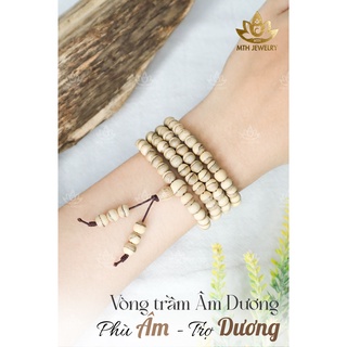 Vòng Tay Trầm Hương 108 Hạt Tốc Việt Thái Cực/Âm Dương - Trầm Tốc Bông 6/7/8 mm - Mộc Trầm Hương MTH