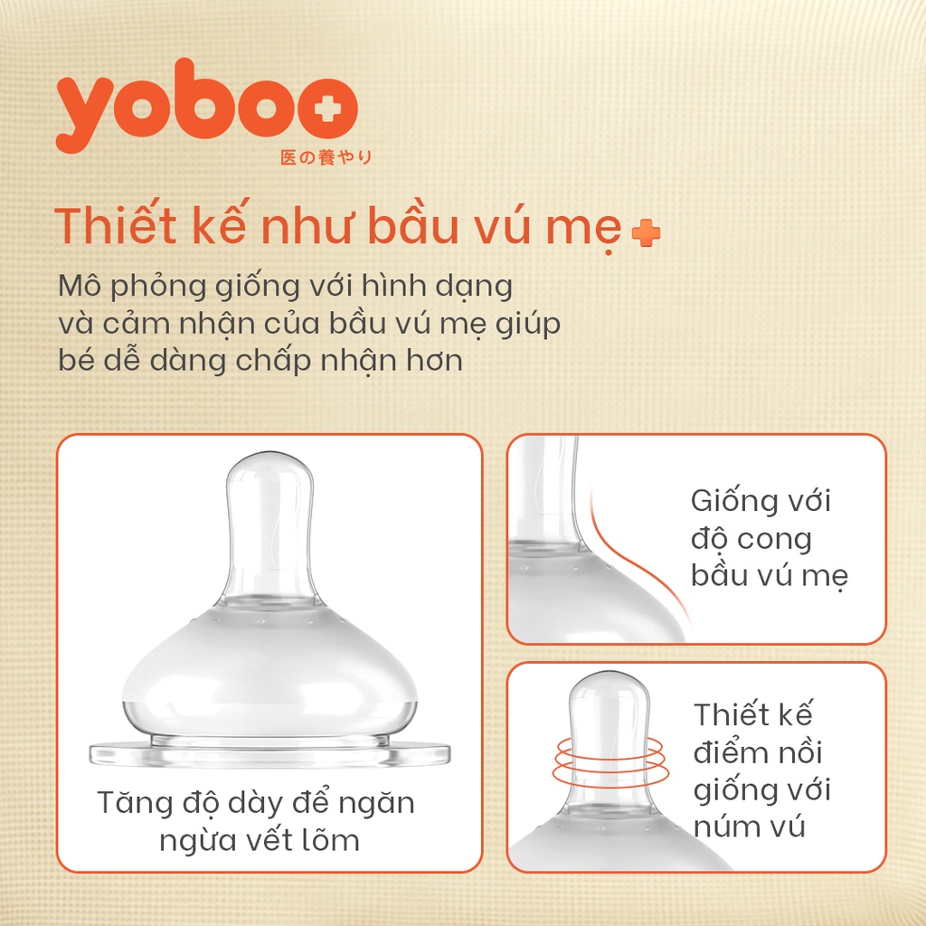 Mô tả Bình sữa thủy tinh cổ rộng Yoboo YB-0043/0044 bọc silicon cảm biến nhiệt - Chính hãng - 6