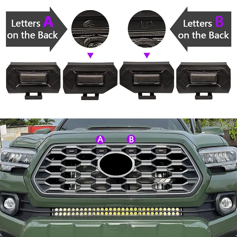 Set 4 Đèn LED Ánh Sáng Trắng Gắn Phía Trước Xe Toyota Tacoma Raptor TRD Off Road Sport 2020 2021