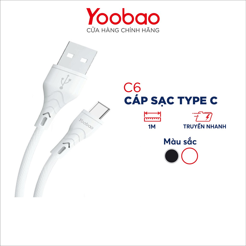 Ảnh Dây cáp sạc cho điện thoại smartphone Android đầu Type-C Yoobao C6 dài 1m 3