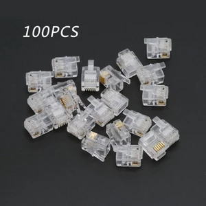 Niki 100 Chiếc RJ12 6P6C Cáp Mô Đun Cho Đầu Kết Nối Điện Thoại Pha Lê Phích Cắm