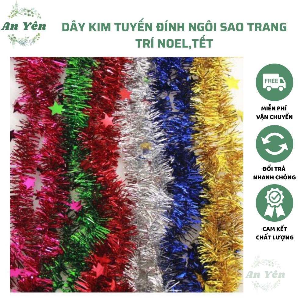 Dây kim tuyến đính ngôi sao, dây óng ánh đính ngôi sao trang trí ...