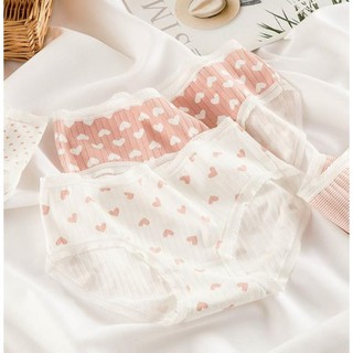 Quần Lót Cotton Viền Ren Hoạ Tiết Trái Tim,.,.,