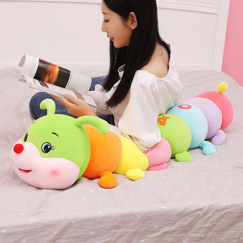 Gối ôm nhồi bông hình con sâu nhiều màu sắc xinh xắn