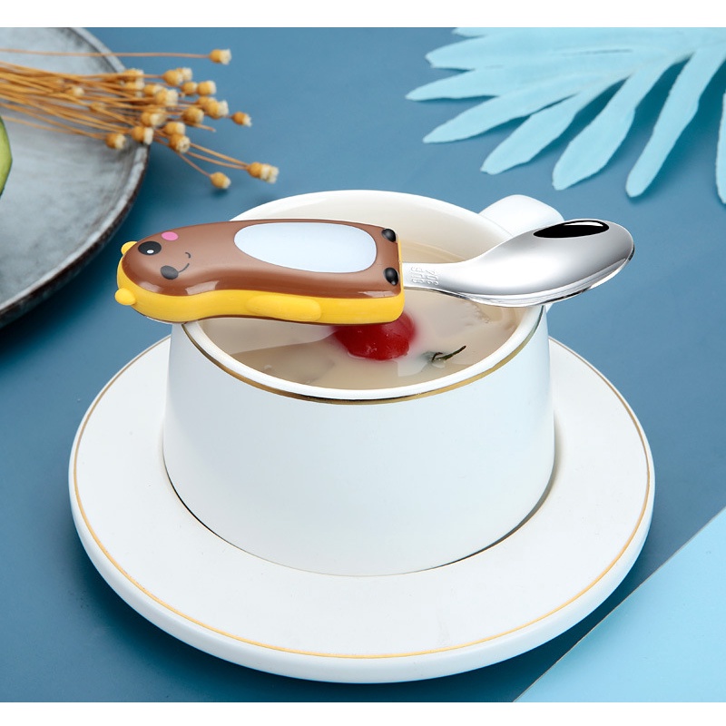 Ảnh Bộ thìa dĩa cho bé tập ăn, Set thìa dĩa gấu dễ thương cho bé tập xúc YEAHCOOK 3