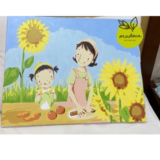 Tranh tô màu theo số hóa Madoca có khung 40x50cm cùng mẹ nấu ăn T497