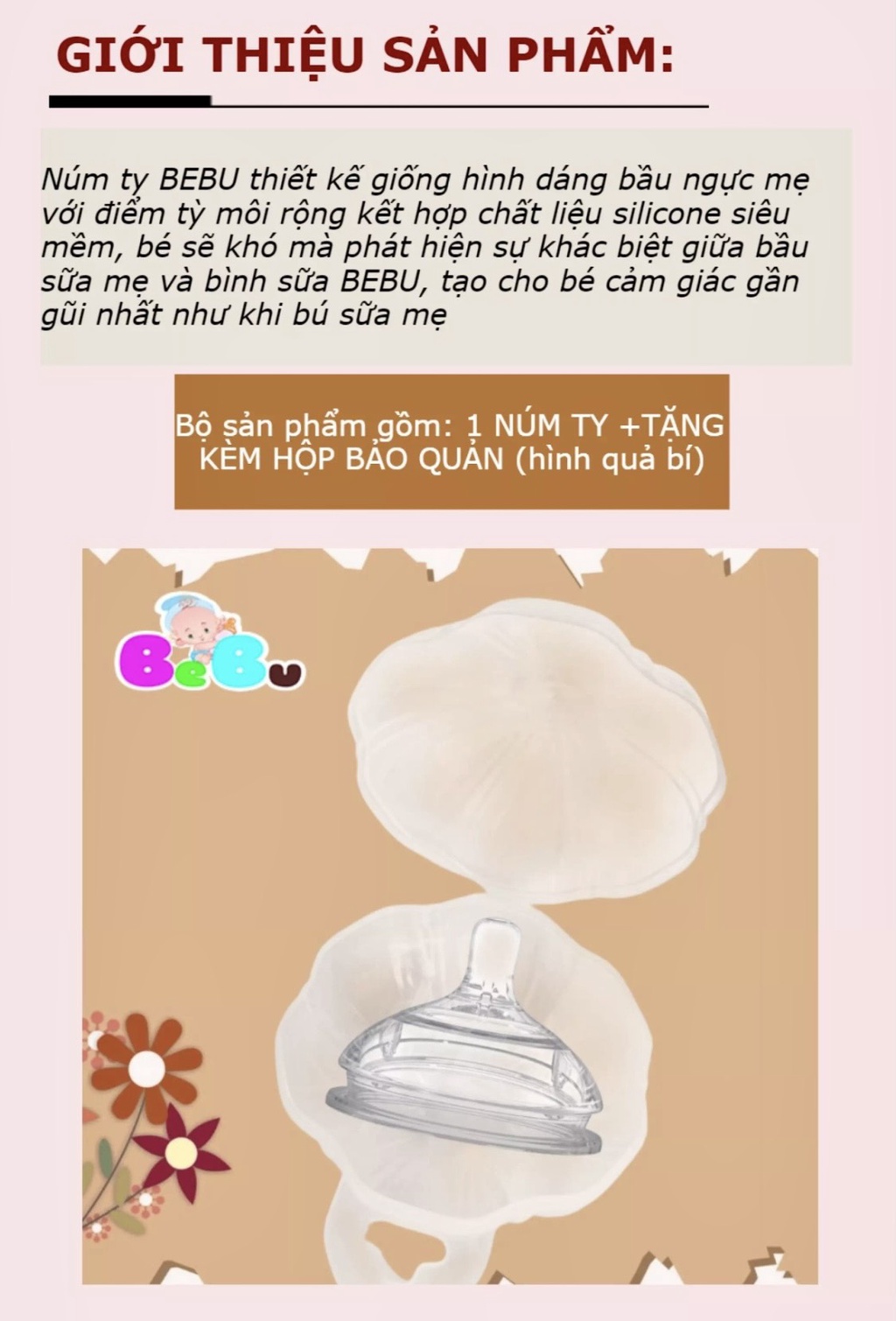 Mô tả Núm TY dành cho Bình sữa BEBU cổ rộng - 2