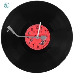 Đồng Hồ Treo Tường Hình Đĩa Than Phong Cách Retro Châu Âu Cá Tính