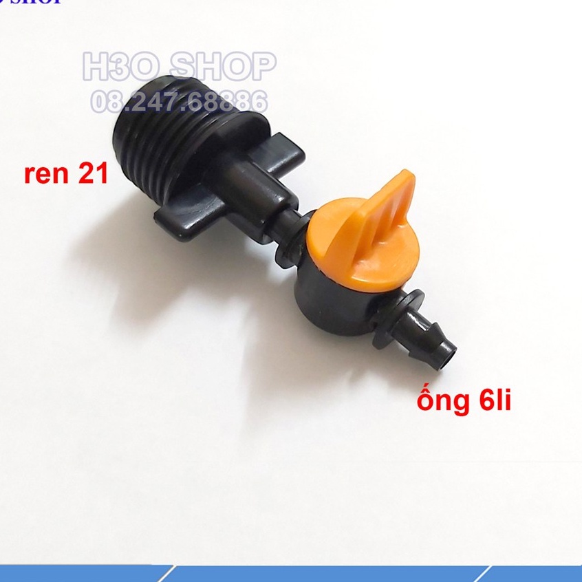 Van Sino Khởi Thủy Kèm Chuyển Ren Ngoài 21mm Ra Ống LDPE 6mm-Tưới nhỏ giọt, Phun sương vườn Lan