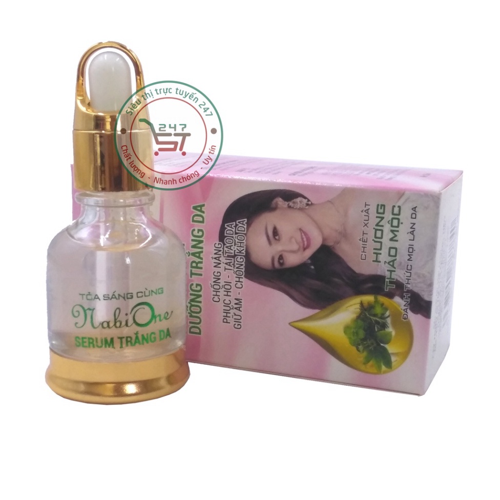 Serum dưỡng Trắng da mặt Giữ ẩm Phục hồi Tái tạo da hương Thảo Mộc Nabi One 25ml (Hồng-Trắng)