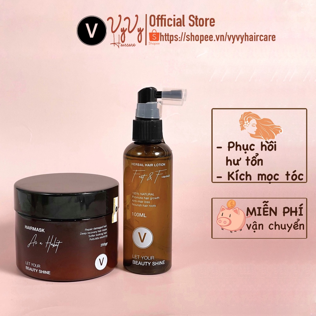 Ảnh Bộ sản phẩm xịt bưởi kịc mọc+ kem ủ tóc tráng gương vyvyhaircare V 365ml 1