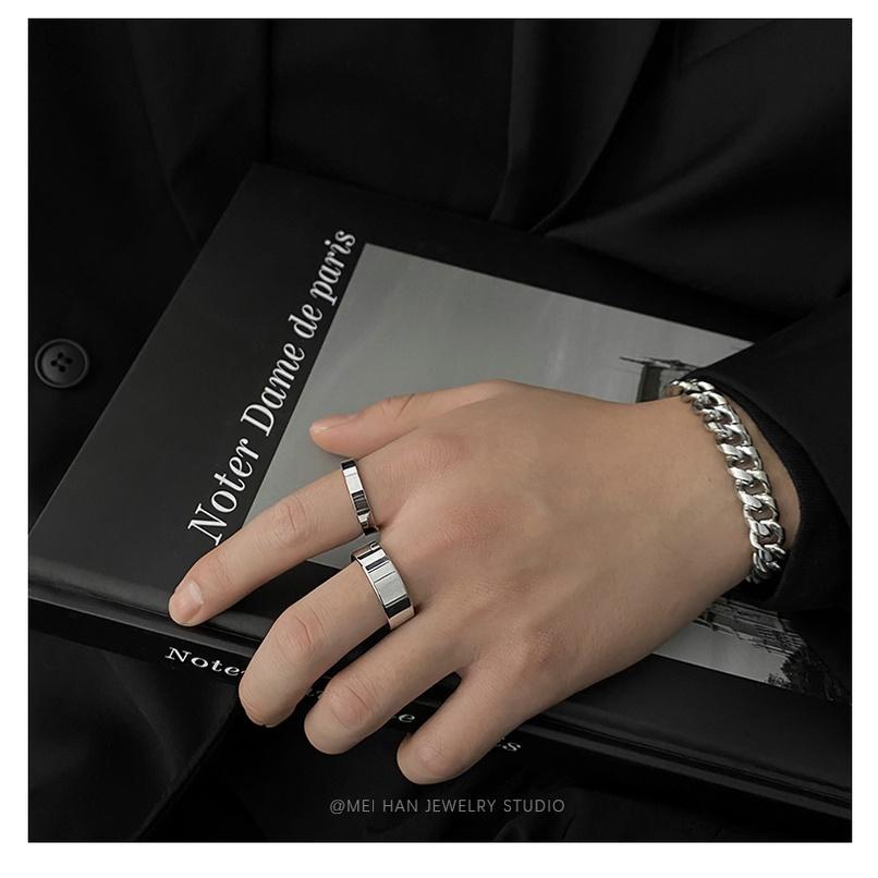 Nhẫn Tròn Unisex Thời Trang Nam Nữ Titan - Nhẫn Trơn Plain Ring Màu Bạc Không Gỉ - Plain Ring - Horizon