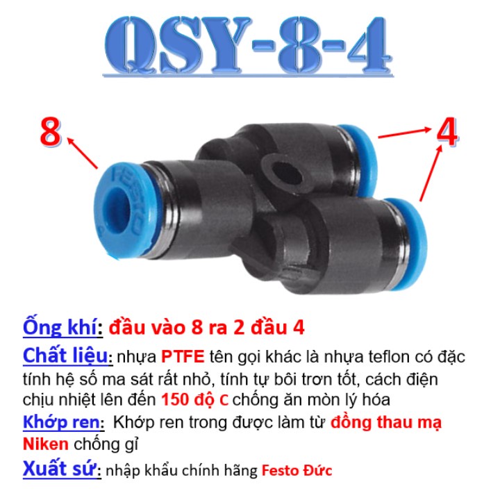 Khớp nối nhanh chữ Y dây hơi máy nén khí, đầu cút (co, giắc) nối ống