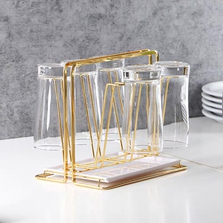 Khay úp cốc mạ vàng kèm khay hứng nước thiết kế hiện đại sang trọng,Giá úp cốc chén tiện lợi, dễ vệ sinh { H }