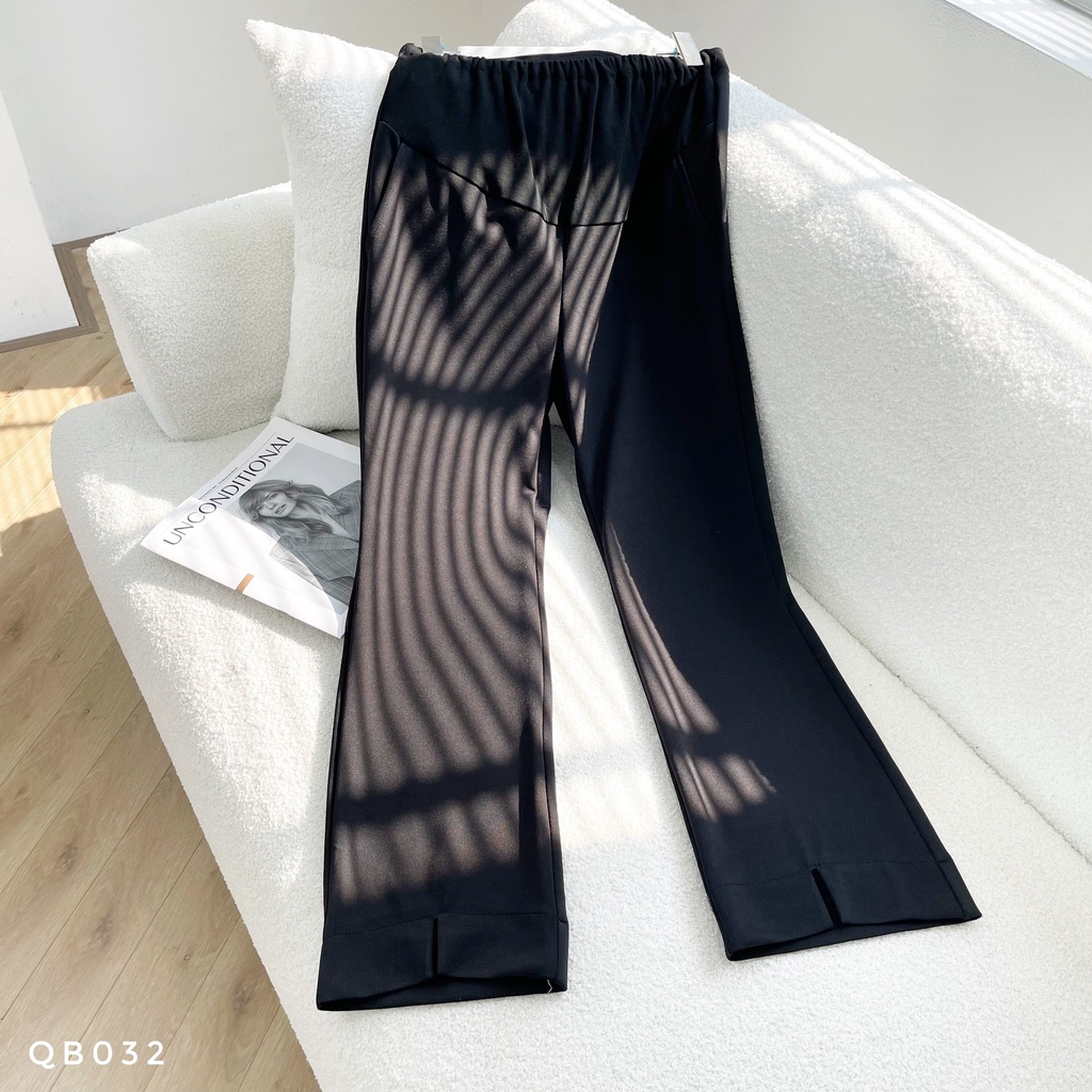 MEDYLA – Quần Bầu công sở dáng suông xẻ gấu phần bụng có dây đai chun điều chỉnh nhiều nấc tiện lợi – QB032 spe