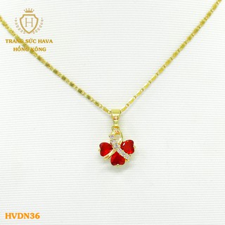 Dây Chuyền, Vòng Cổ Nữ Mặt Bông Hoa May Mắn Xi Mạ Vàng Non Cao Cấp - Trang Sức Hava Hong Kong