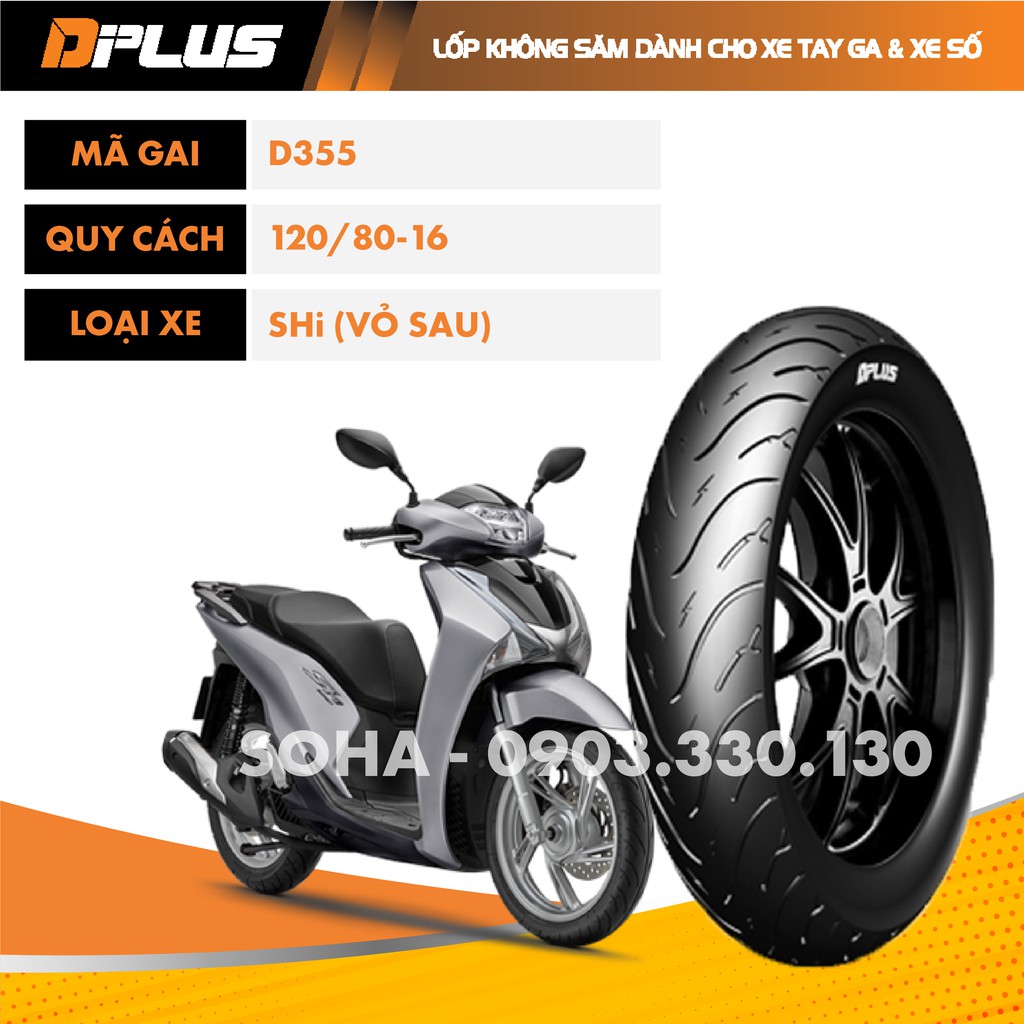 Vỏ/Lốp Sau Xe Honda SH (Không Ruột) 120/80-16 - D355 DPLUS | Shopee ...